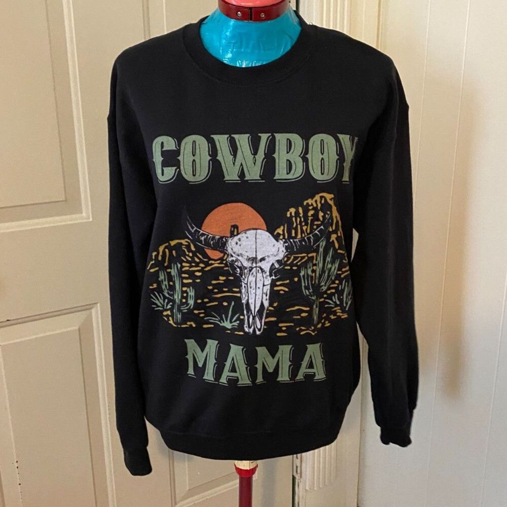 Gildan Cowboy Mama Crewneck Sweatshirt Womens Size M